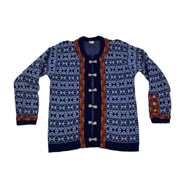 Firda By Evebofoss Nordic Fair Isle Wool Knit Cardigan Sweater - Picture 1 of 4